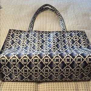 Stylish Blue and Cream Tote Bag